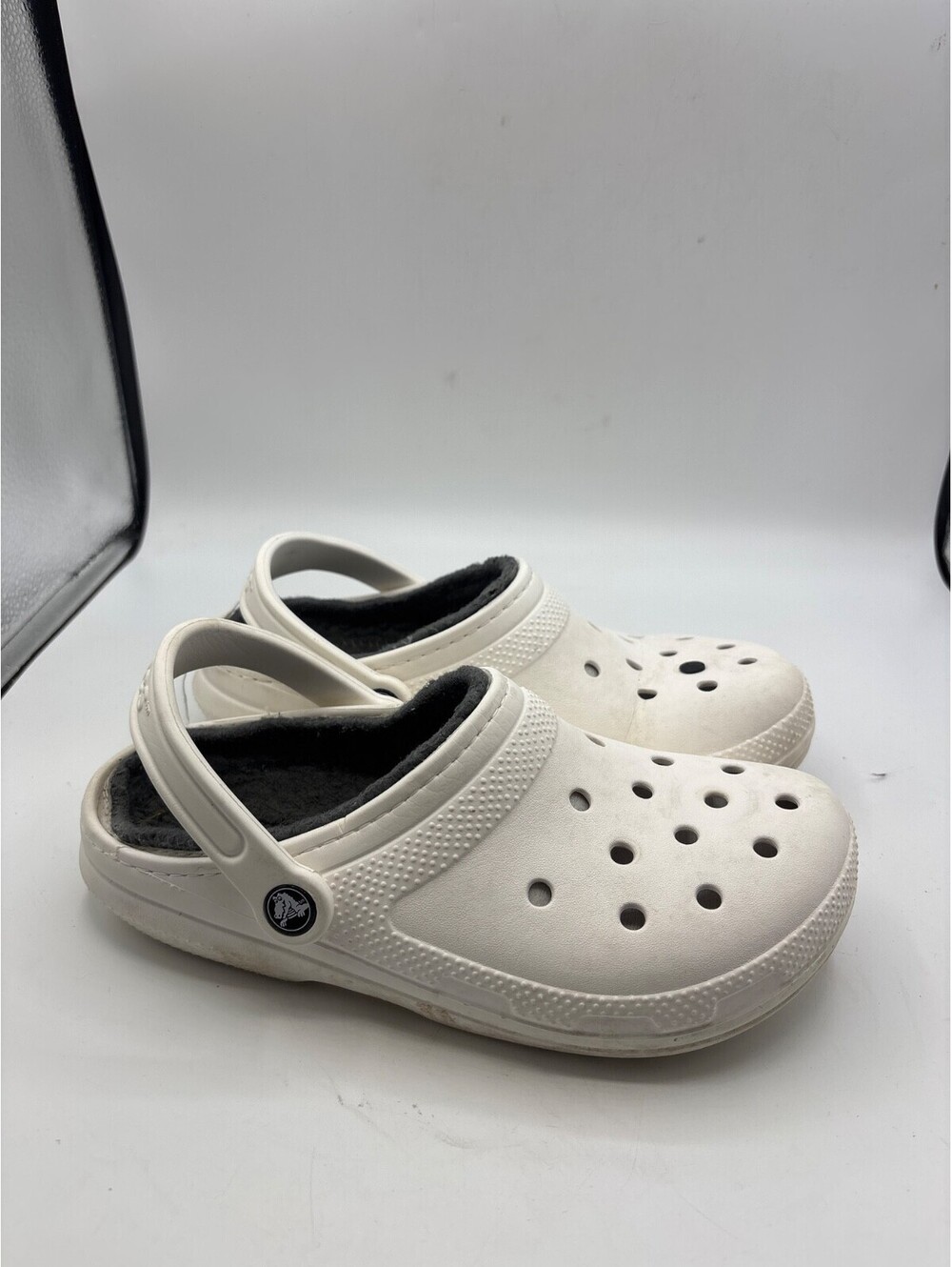 Crocs Unisex Classic Lined Clog White/Grey US Size Mens 6 Women’s 8 Dual Comfort
